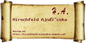 Hirschfeld Ajnácska névjegykártya